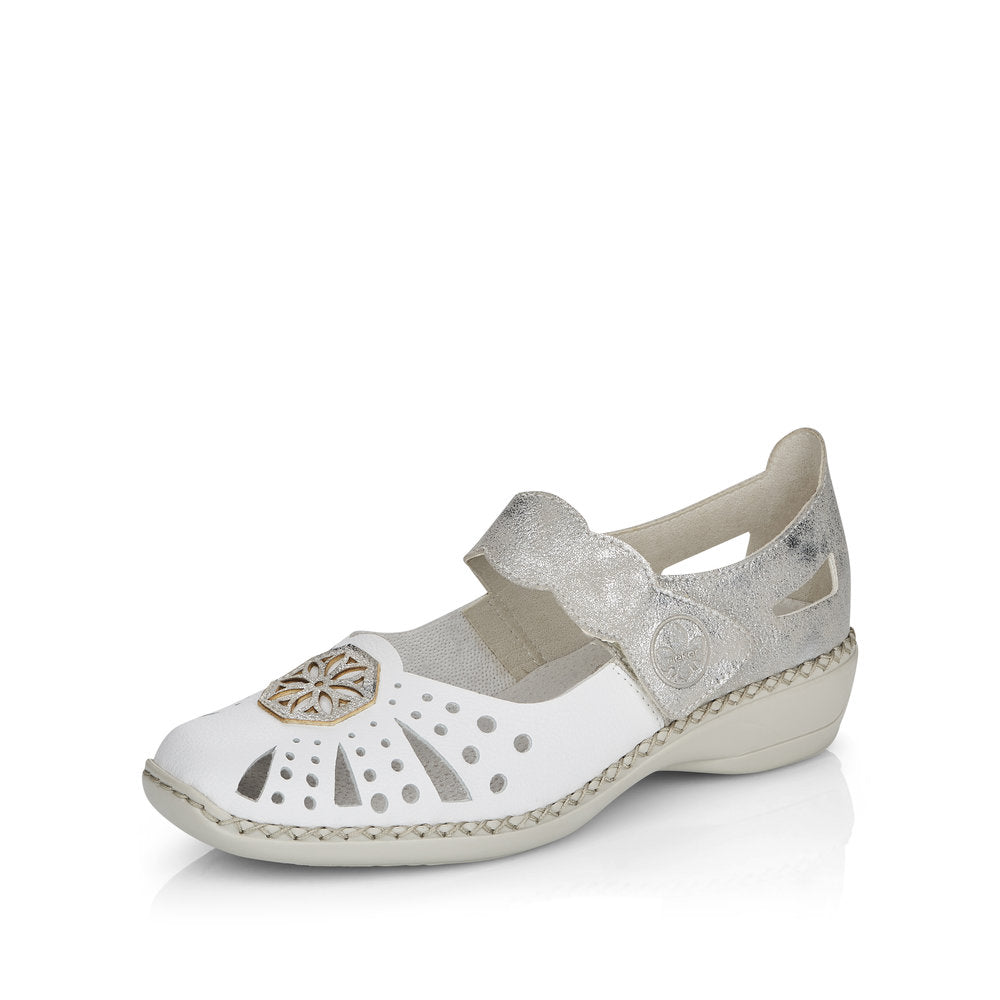 Rieker 41368-80 Ladies Shoes-White/Beige