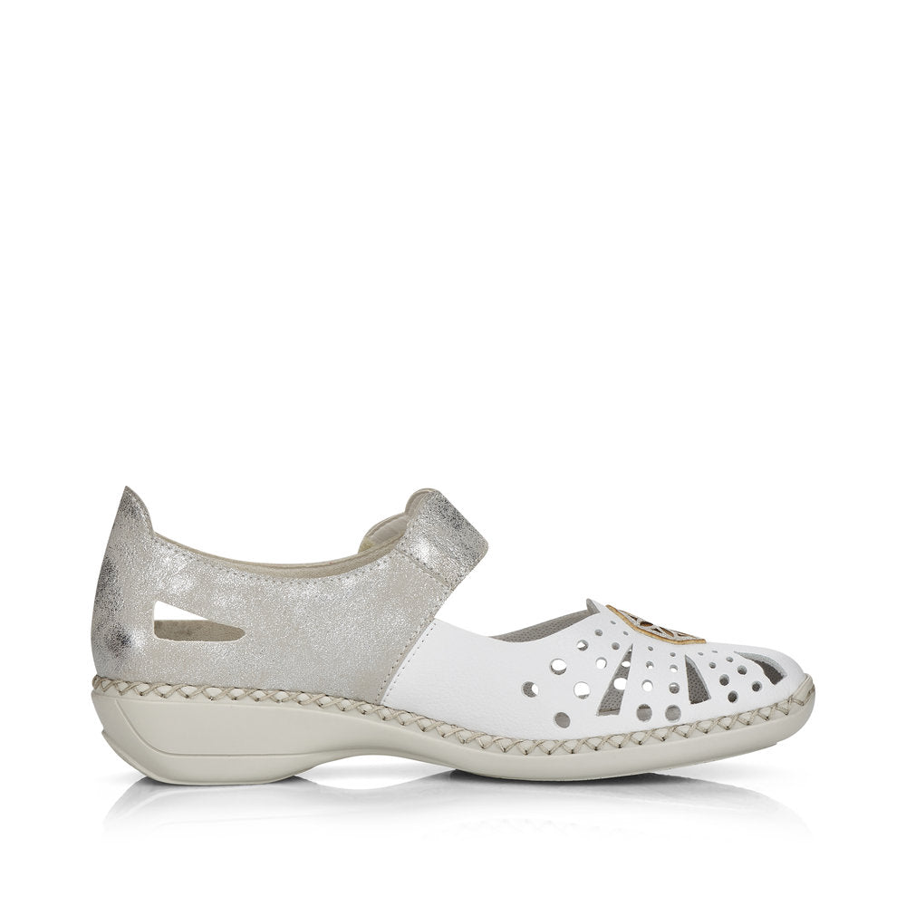 Rieker 41368-80 Ladies Shoes-White/Beige