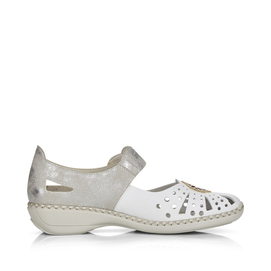 Rieker 41368-80 Ladies Shoes-White/Beige