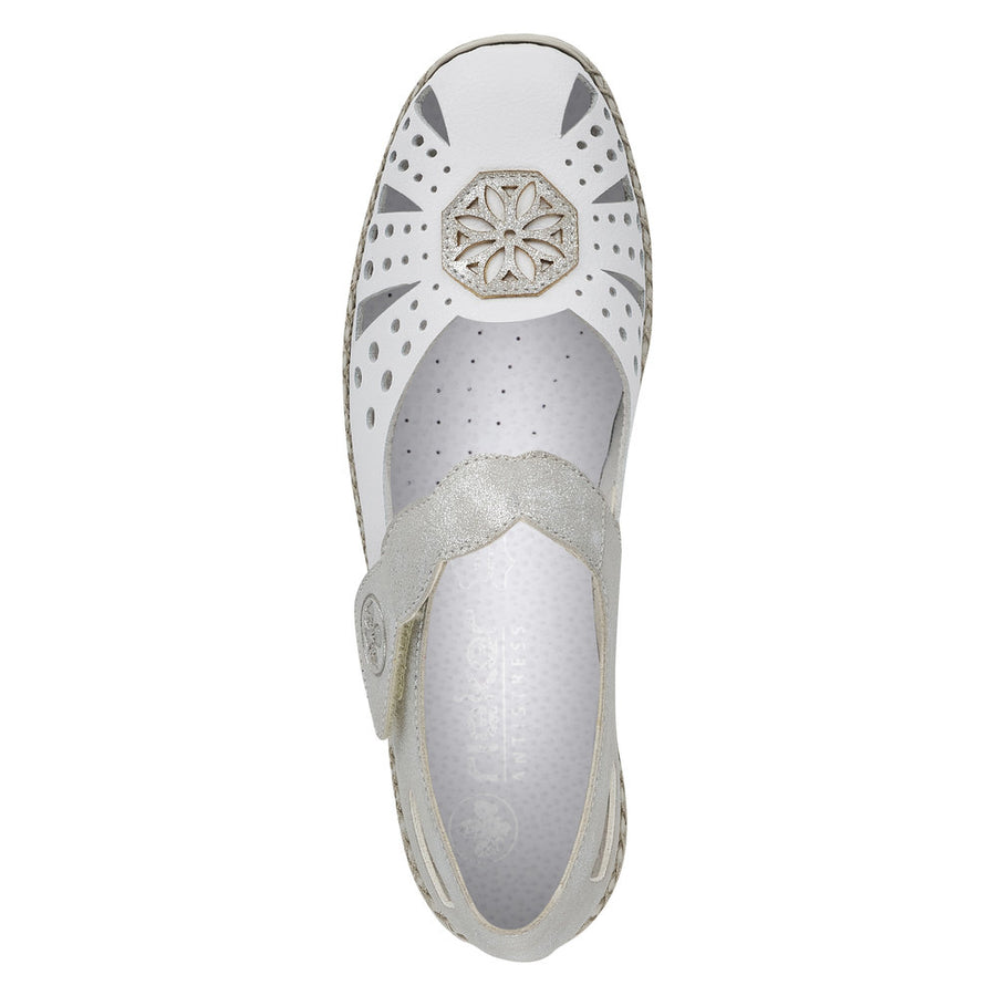 Rieker 41368-80 Ladies Shoes-White/Beige