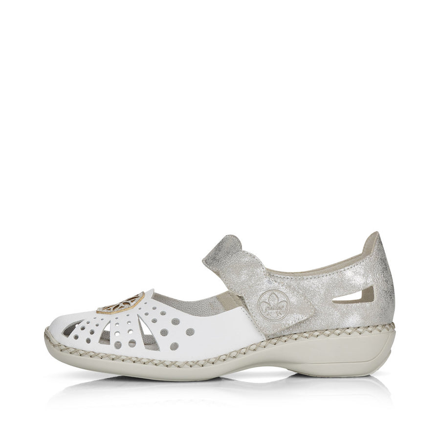 Rieker 41368-80 Ladies Shoes-White/Beige