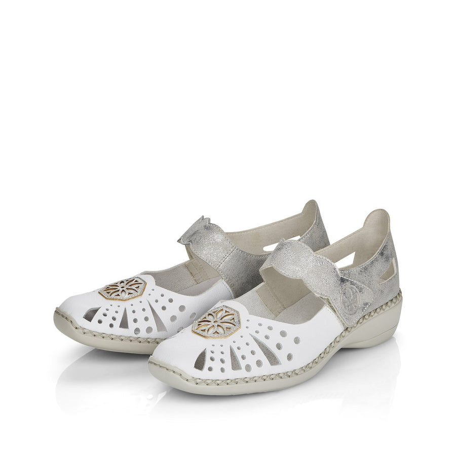 Rieker 41368-80 Ladies Shoes-White/Beige