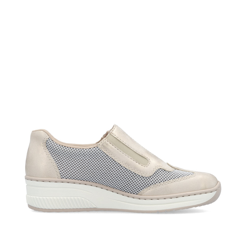 Rieker 48760-60 Ladies Shoes-Beige/White