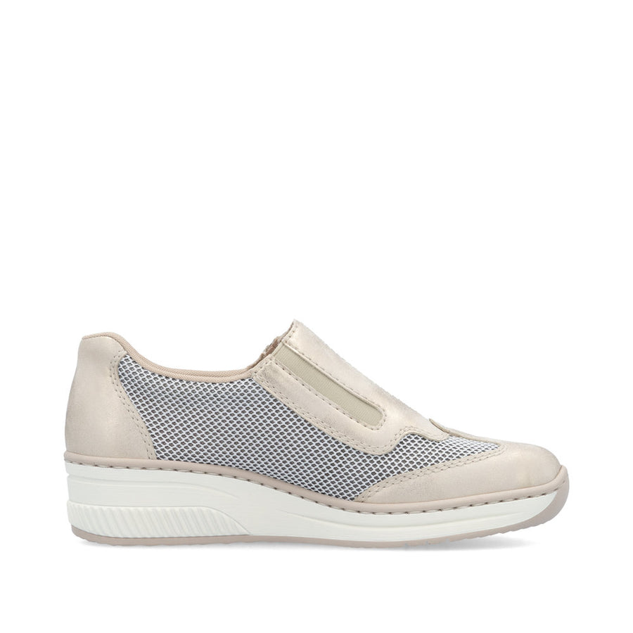 Rieker 48760-60 Ladies Shoes-Beige/White