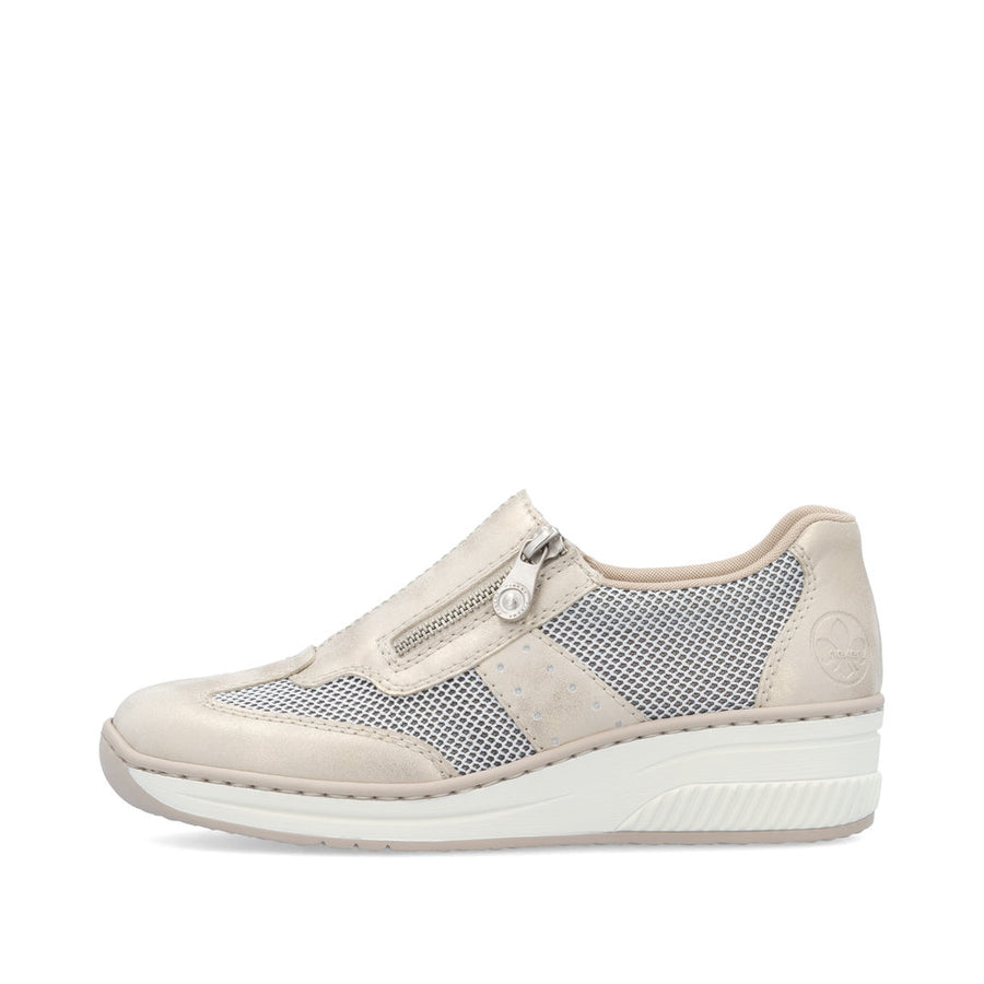 Rieker 48760-60 Ladies Shoes-Beige/White