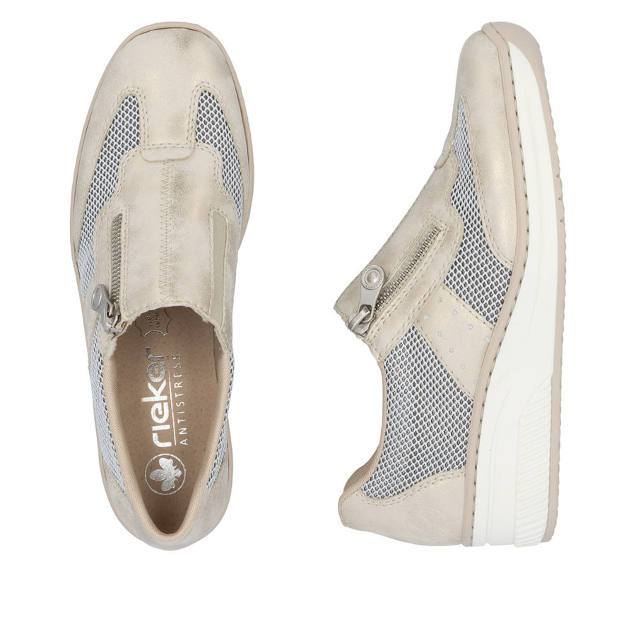 Rieker 48760-60 Ladies Shoes-Beige/White