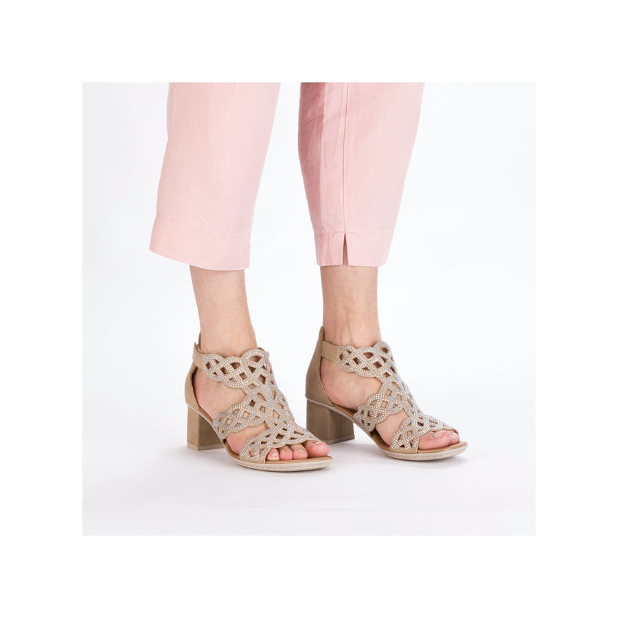 Rieker 64773-61 Ladies Heels-Beige Glam