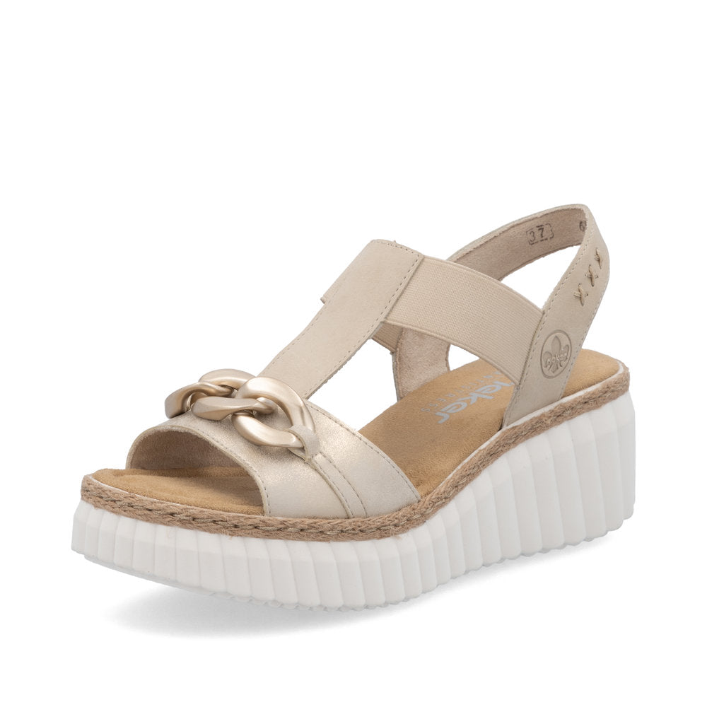 Rieker 69158-60 Wedge Sandals-Beige