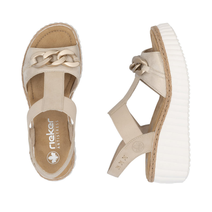 Rieker 69158-60 Wedge Sandals-Beige