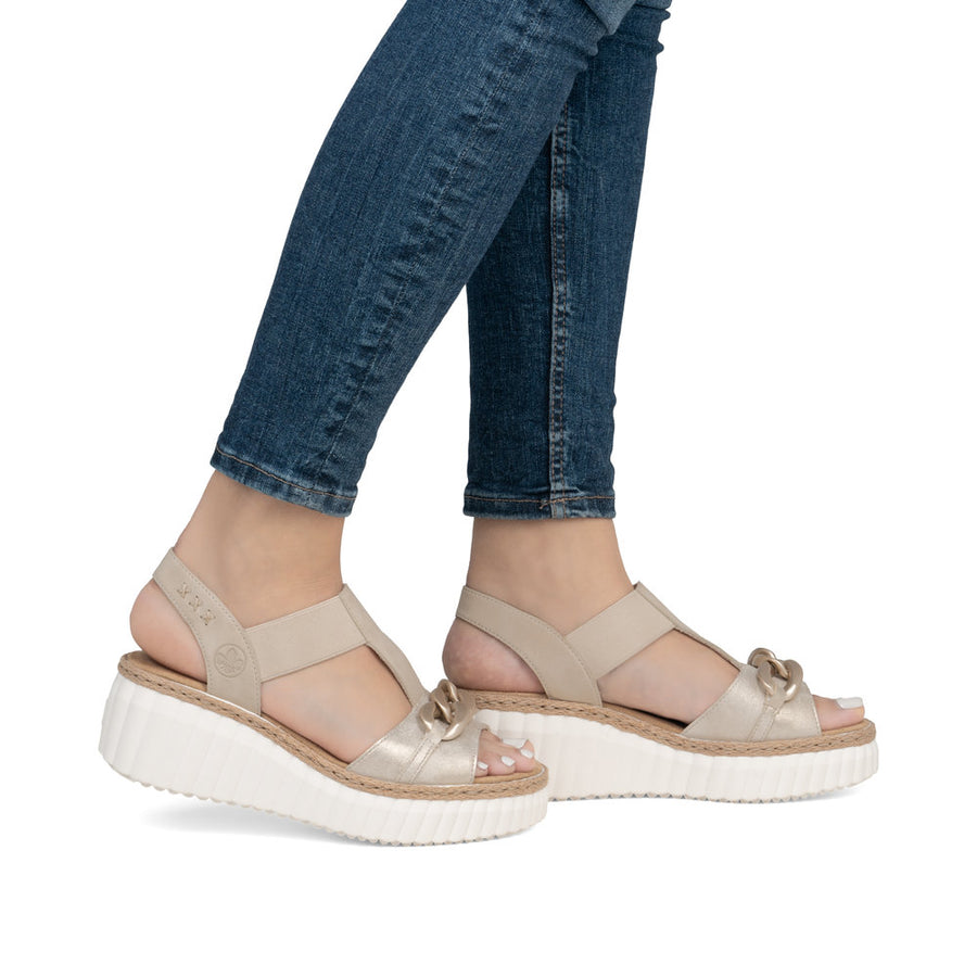 Rieker 69158-60 Wedge Sandals-Beige