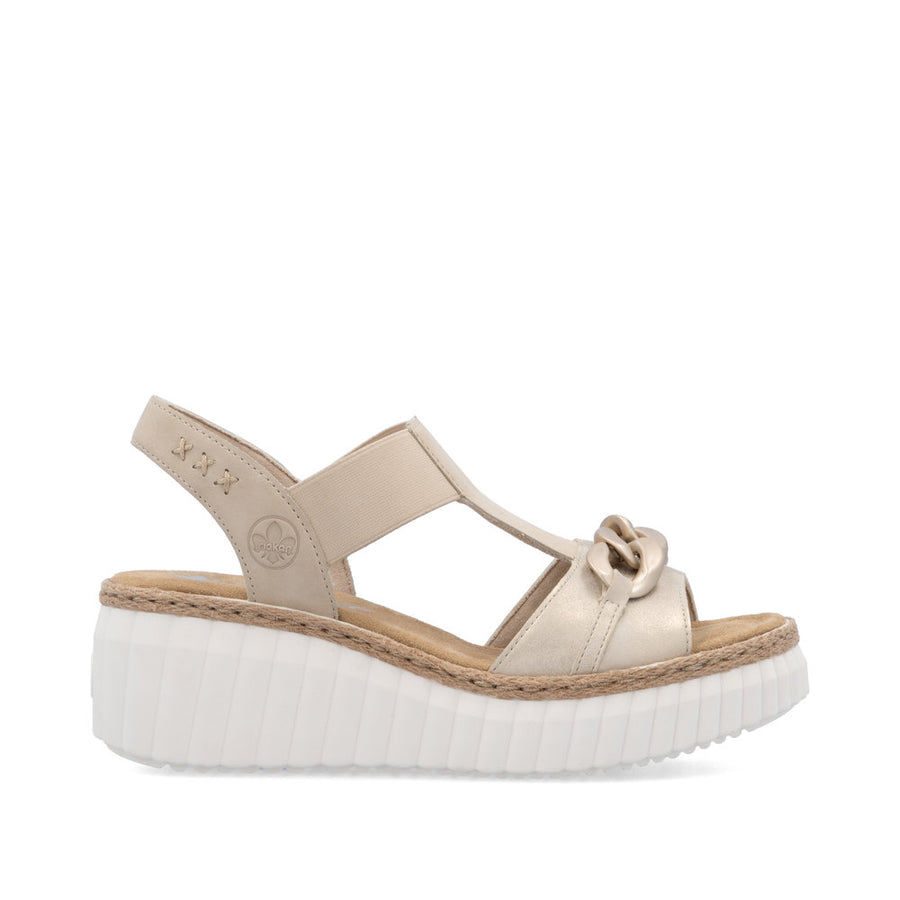 Rieker 69158-60 Wedge Sandals-Beige