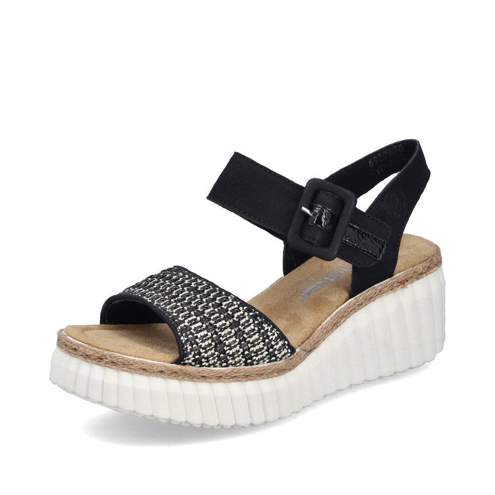 Rieker 69176 Wedge Sandals-Black