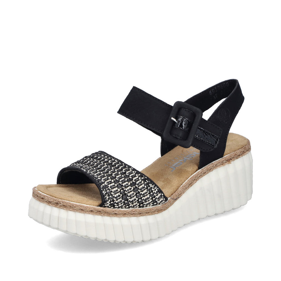 Rieker 69176 Wedge Sandals-Black