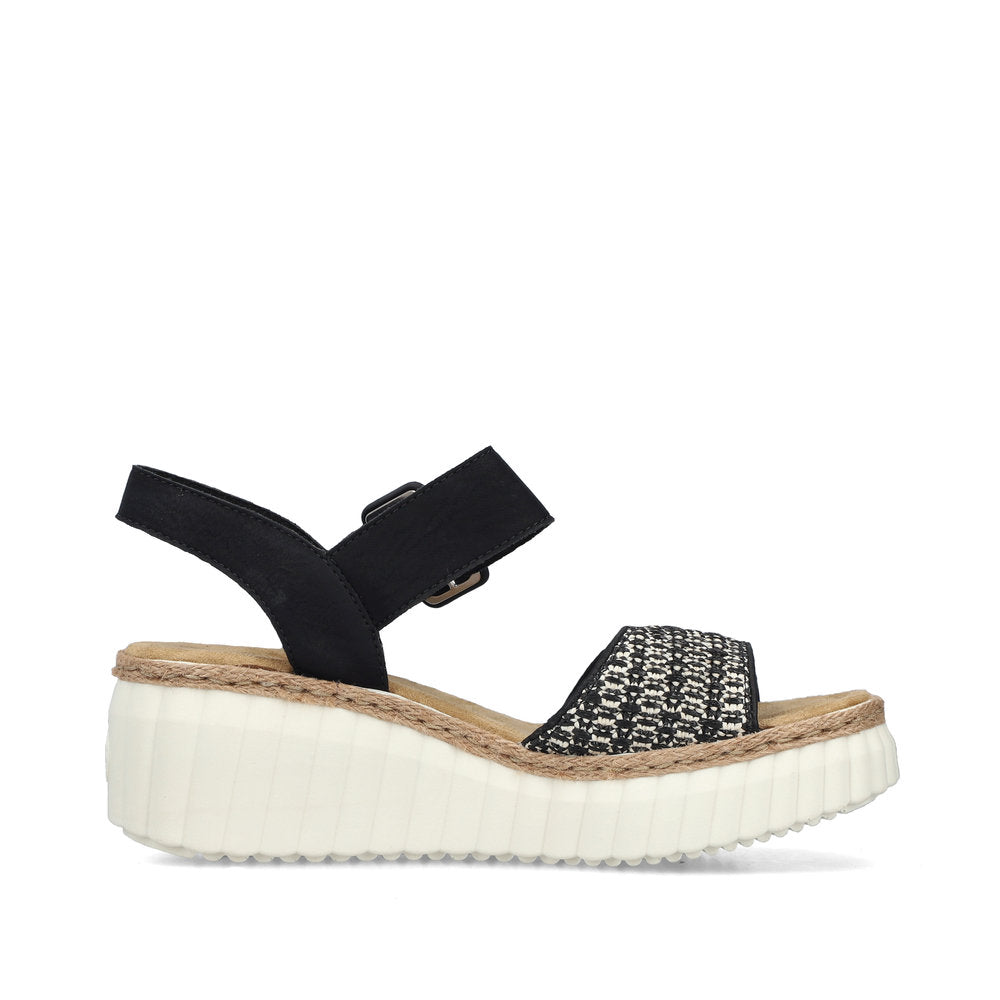 Rieker 69176 Wedge Sandals-Black