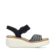 Rieker 69176 Wedge Sandals-Black