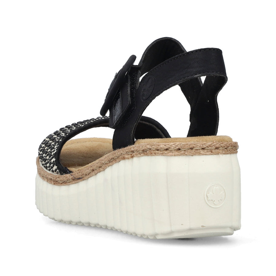 Rieker 69176 Wedge Sandals-Black