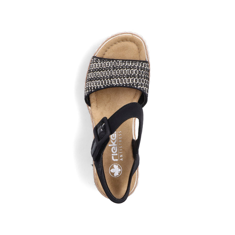 Rieker 69176 Wedge Sandals-Black