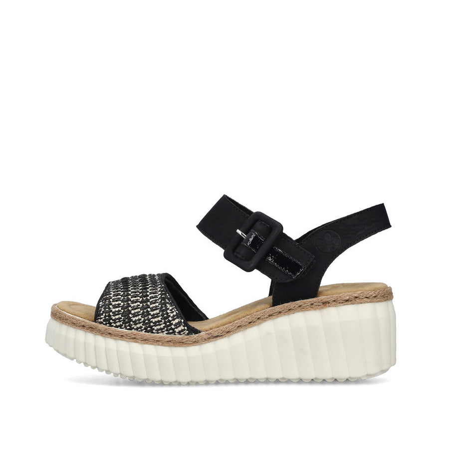 Rieker 69176 Wedge Sandals-Black