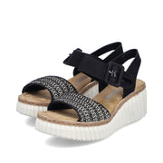 Rieker 69176 Wedge Sandals-Black