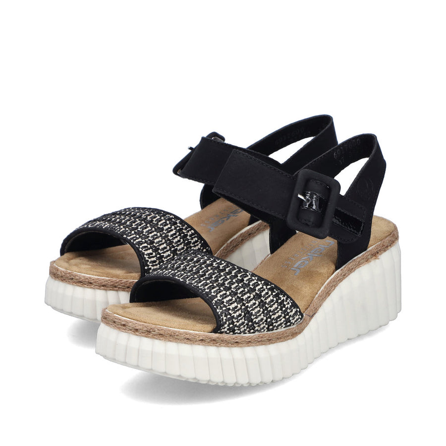 Rieker 69176 Wedge Sandals-Black