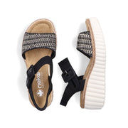 Rieker 69176 Wedge Sandals-Black