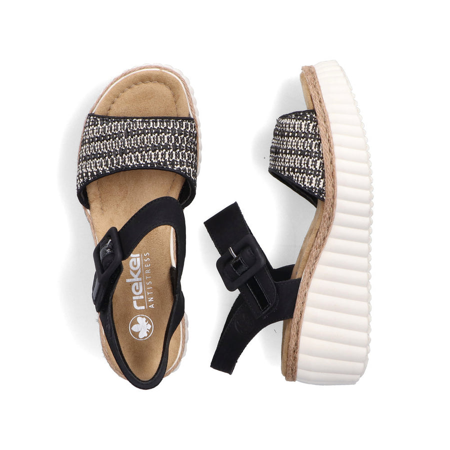 Rieker 69176 Wedge Sandals-Black