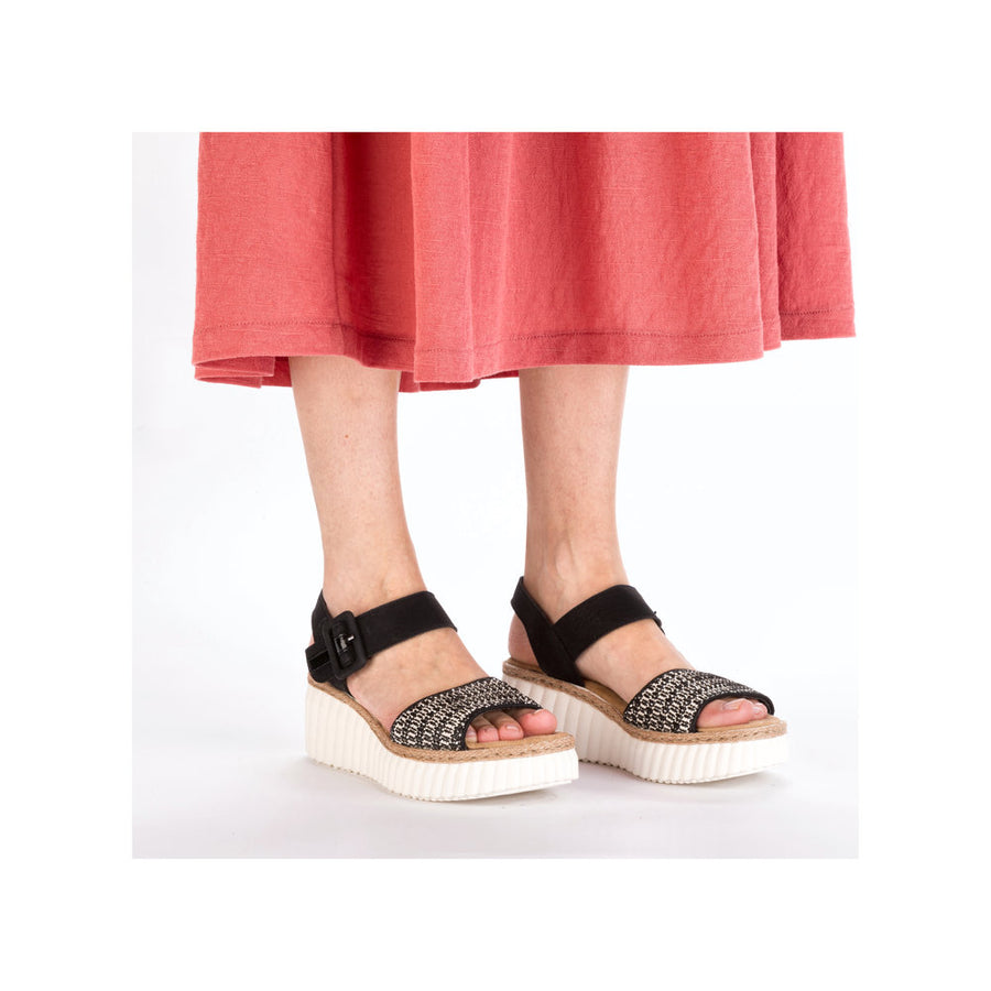 Rieker 69176 Wedge Sandals-Black