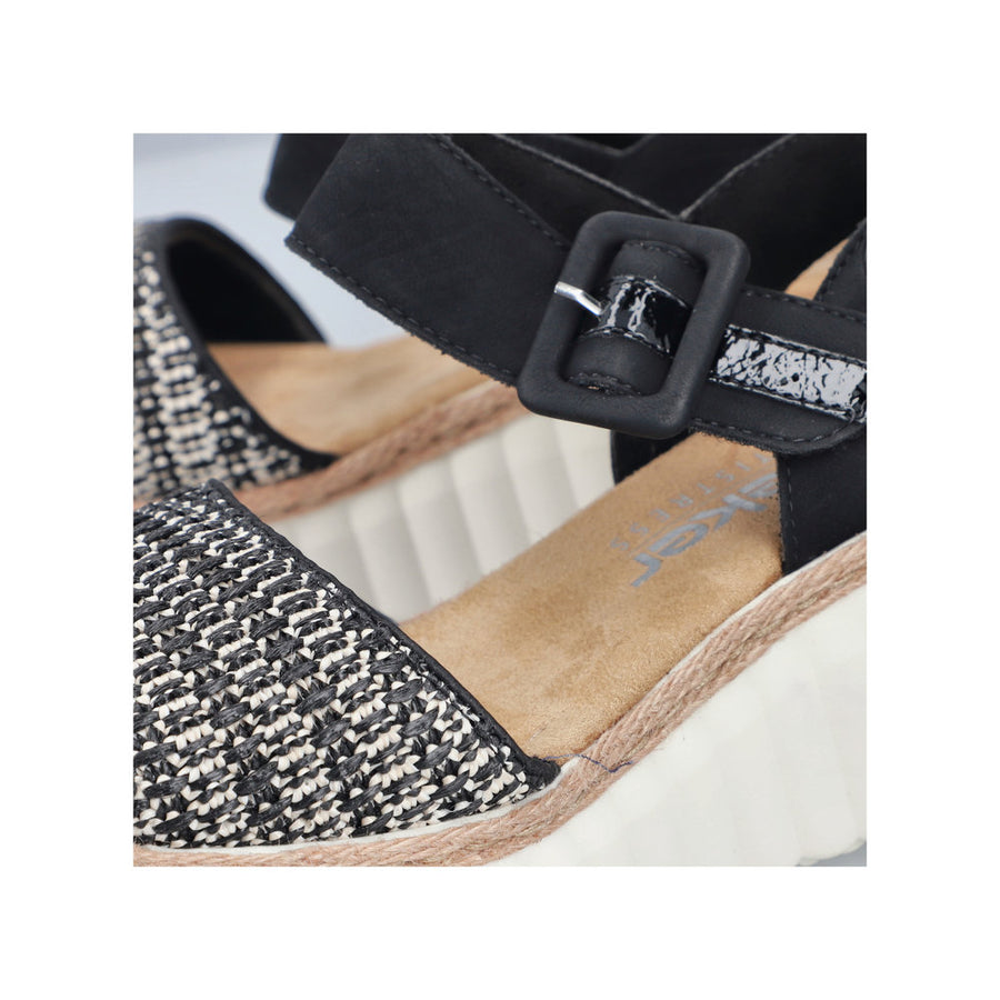 Rieker 69176 Wedge Sandals-Black