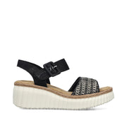 Rieker 69176 Wedge Sandals-Black