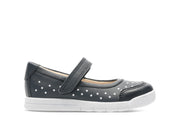 Clarks Emery Halo T Shoes-Navy Lea H