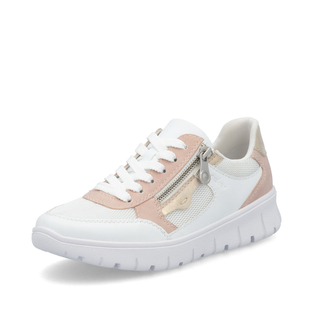 Rieker N1300-90 Ladies Sneaker-White/Rose H