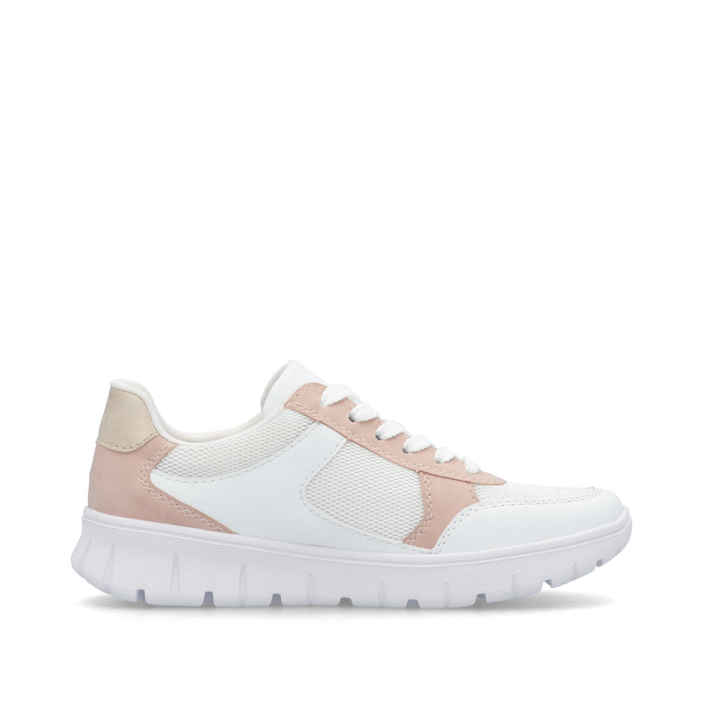 Rieker N1300-90 Ladies Sneaker-White/Rose H