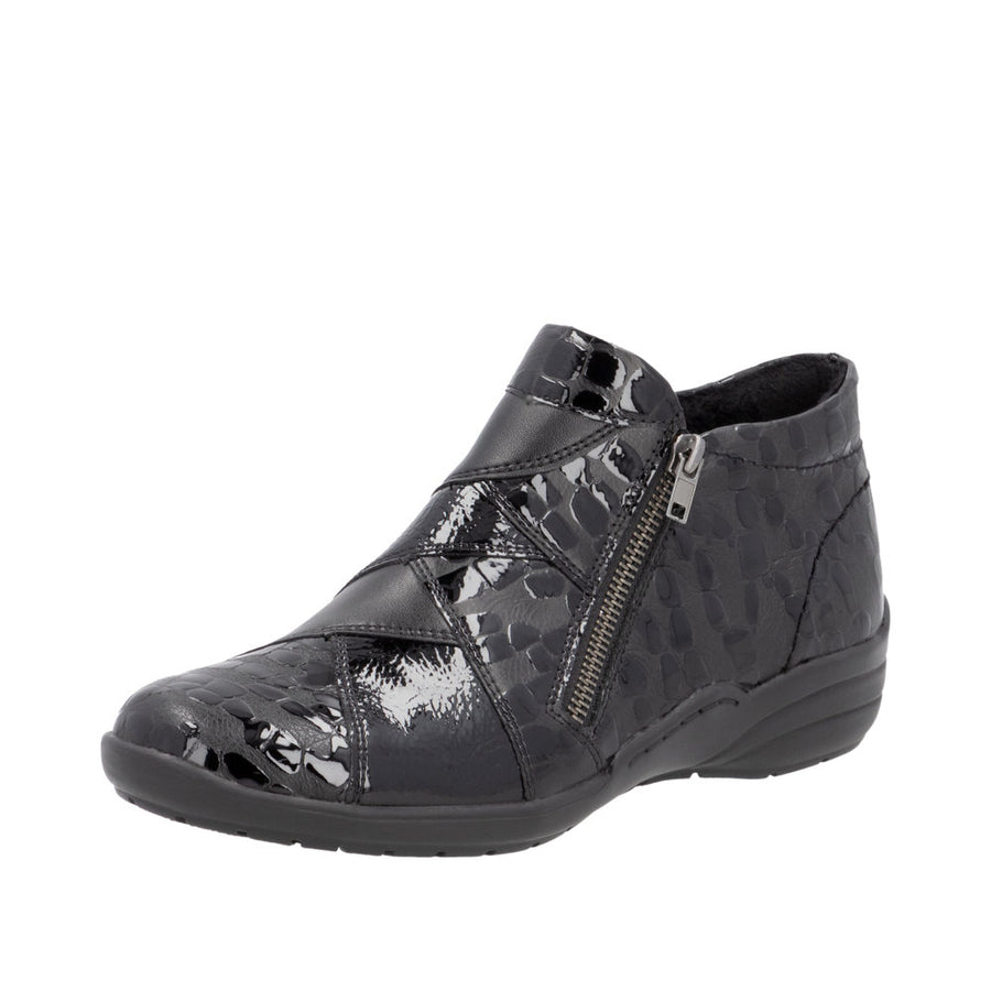 Remonte R7674 Ankle Boot-Black Croc H