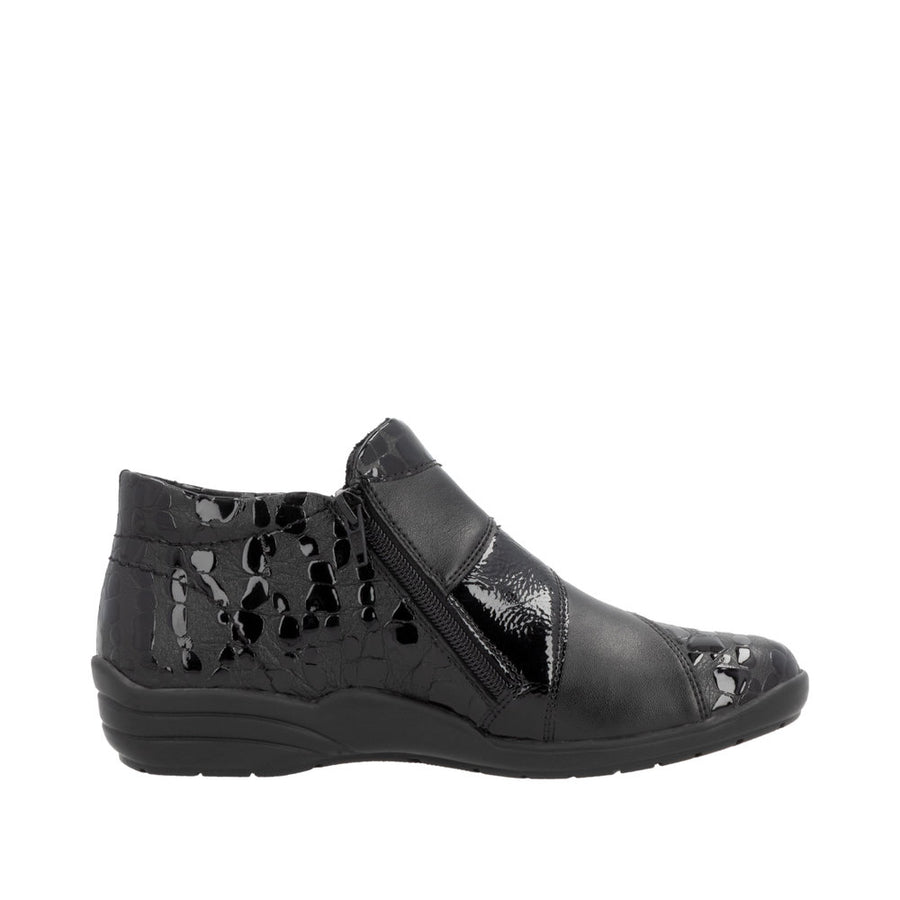 Remonte R7674 Ankle Boot-Black Croc H