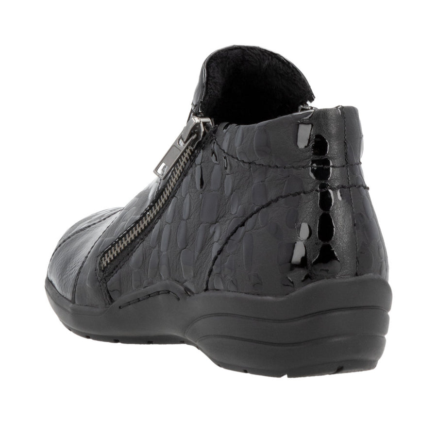 Remonte R7674 Ankle Boot-Black Croc H