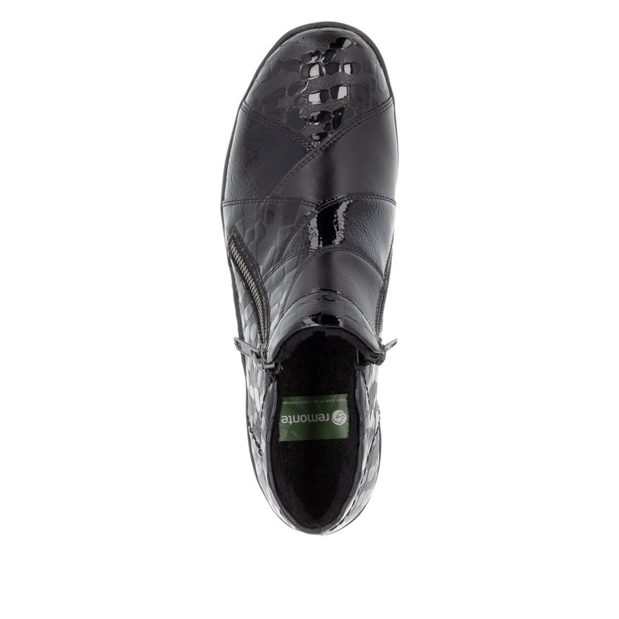 Remonte R7674 Ankle Boot-Black Croc H