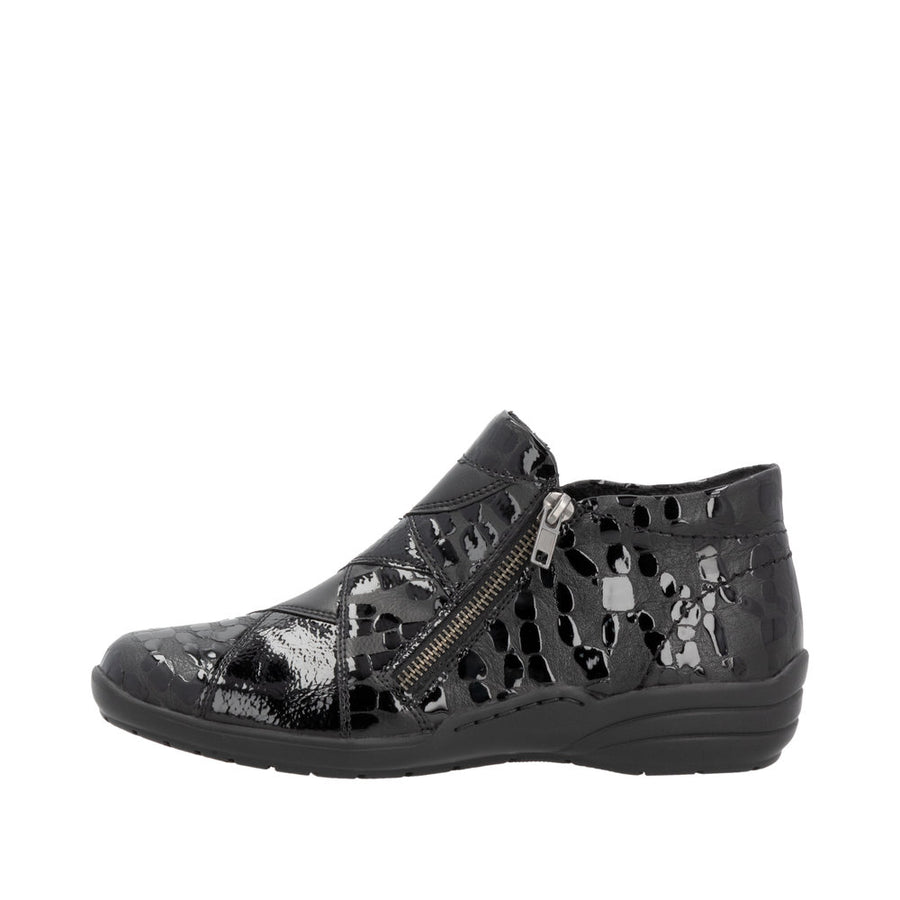 Remonte R7674 Ankle Boot-Black Croc H