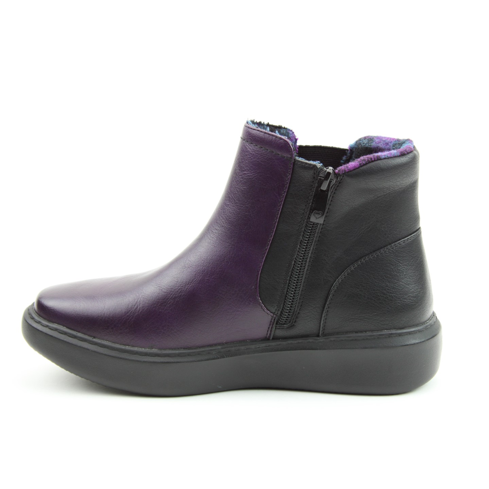 Heavenly Feet Posie Ankle Boot-BLACK/PURPLE