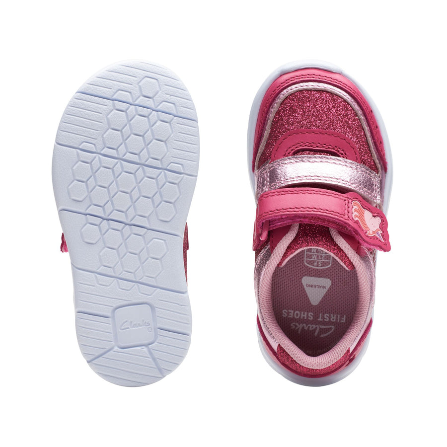 Clarks Ath Horn T Shoes-Pink Combi G
