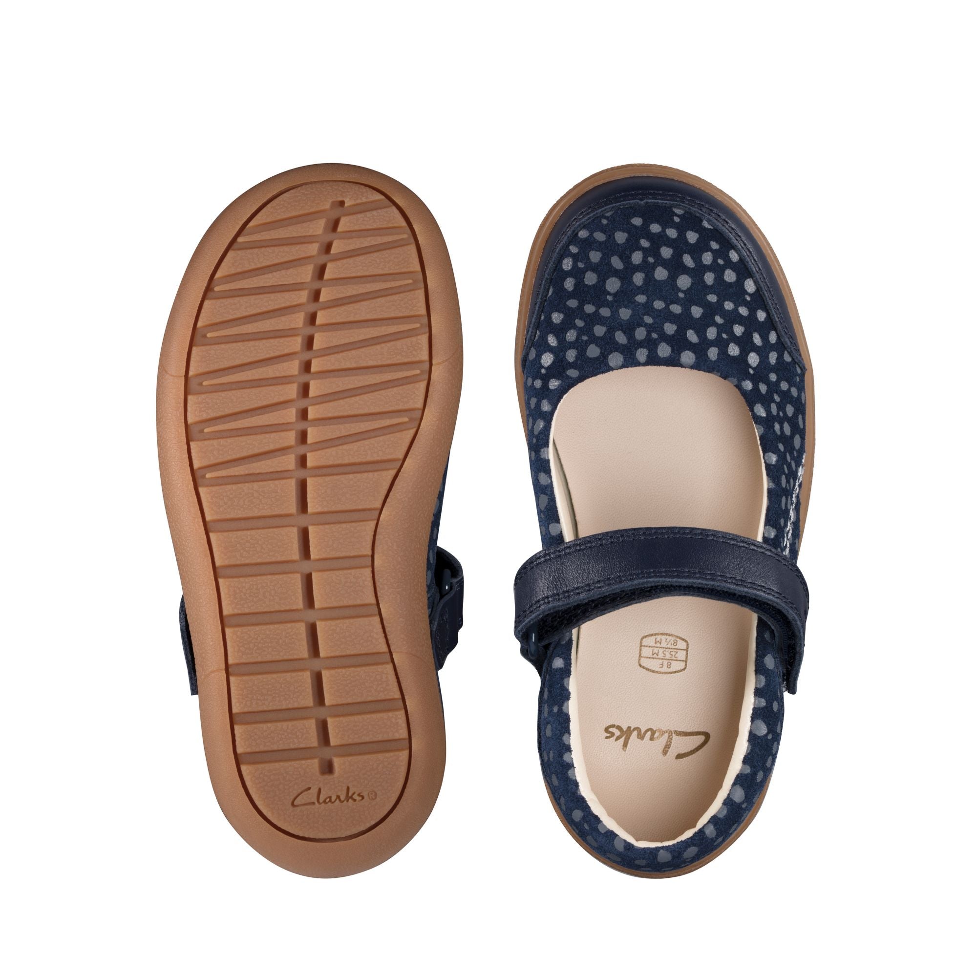 Clarks Flash Stripe T Shoes-Navy Lea G