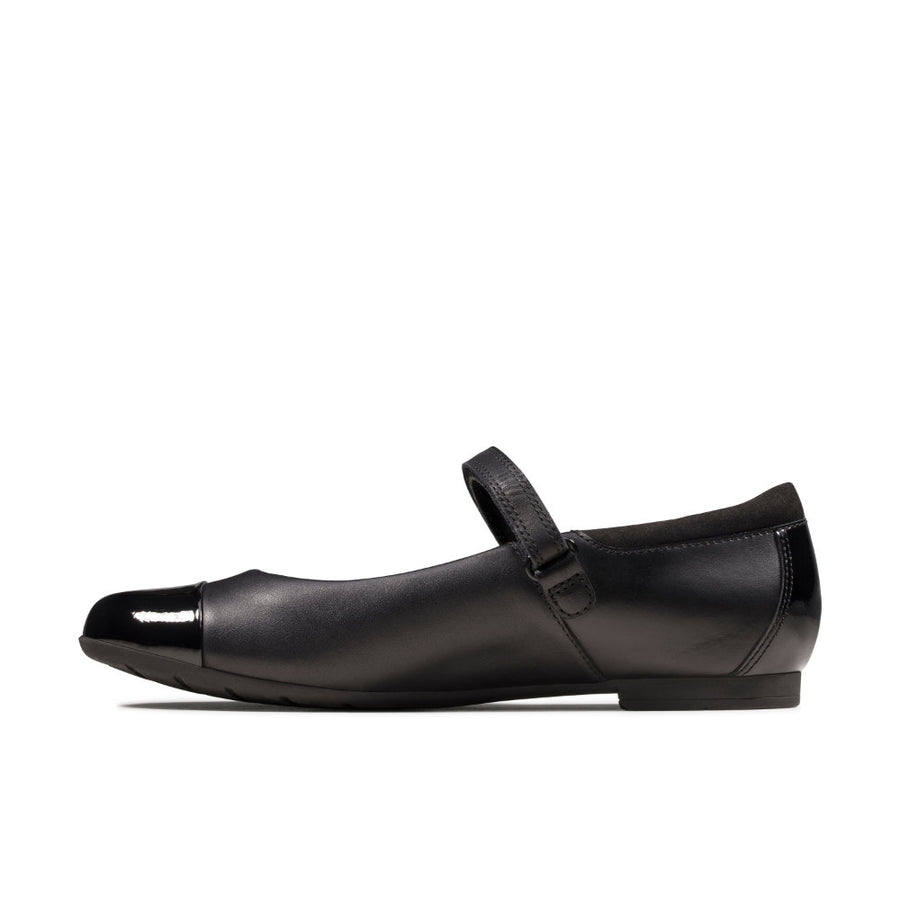 Clarks Scala Gem Y Shoes-Black Lea G