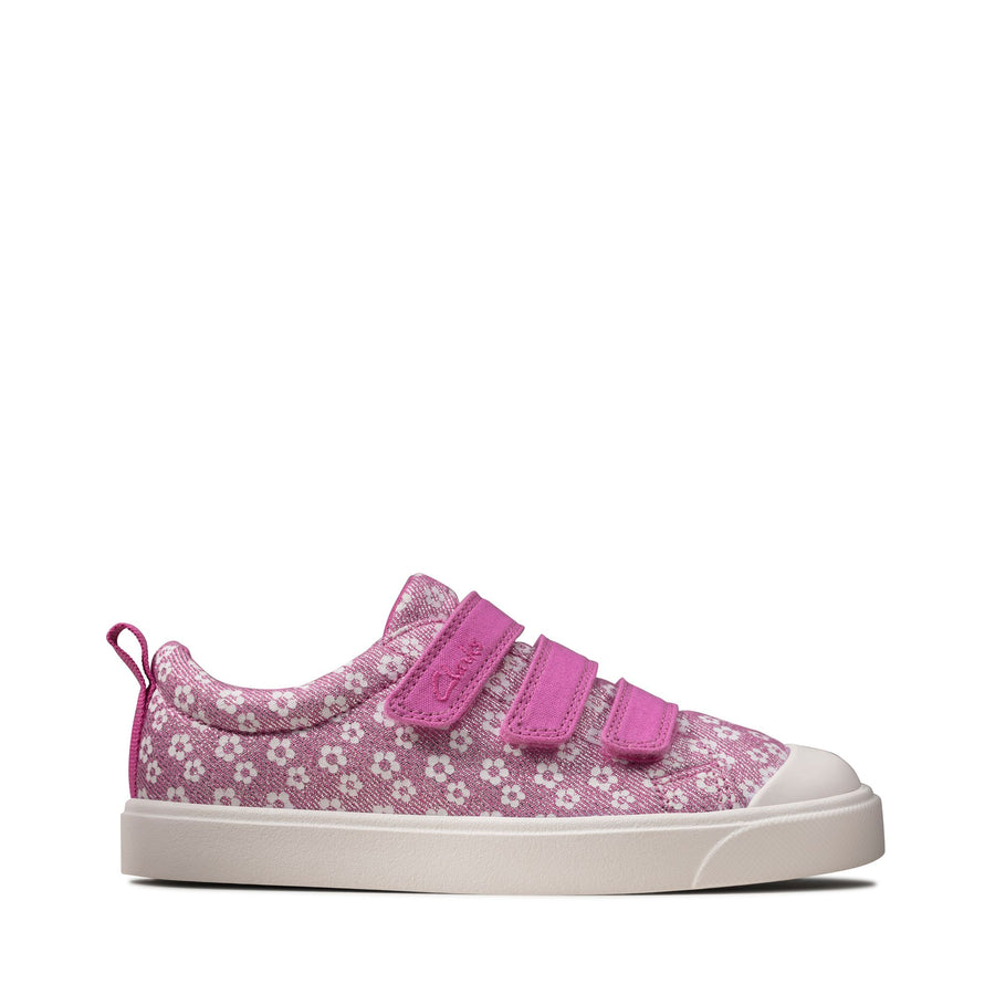 Clarks City Vibe K-2 Shoes-Pink Floral F