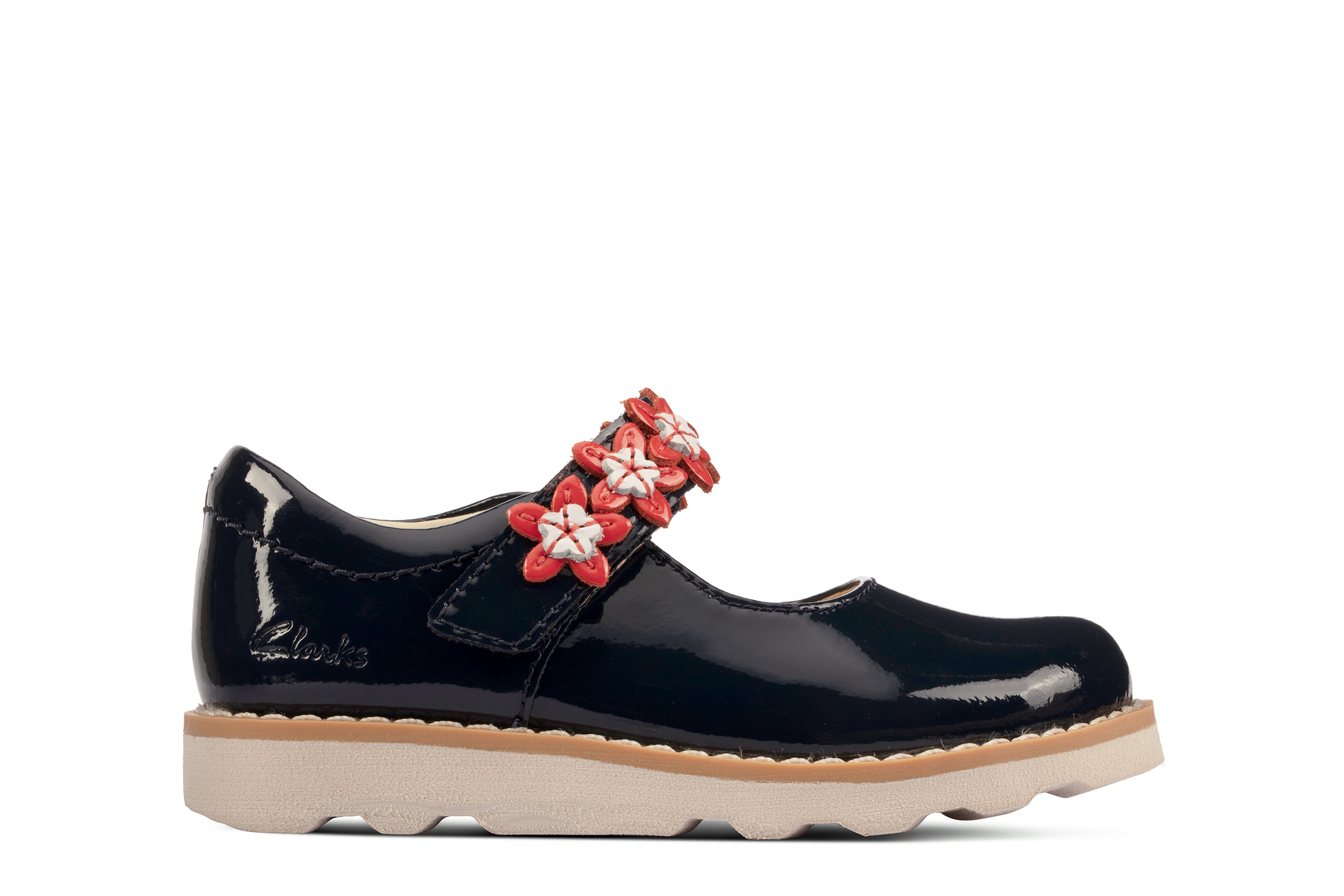 Clarks Crown Petal T-2 Shoes-Navy Pat F