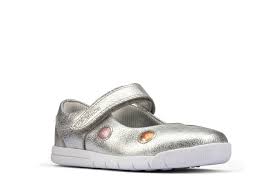 Clarks Emery Dot T-4 Shoes-Silver Lea G