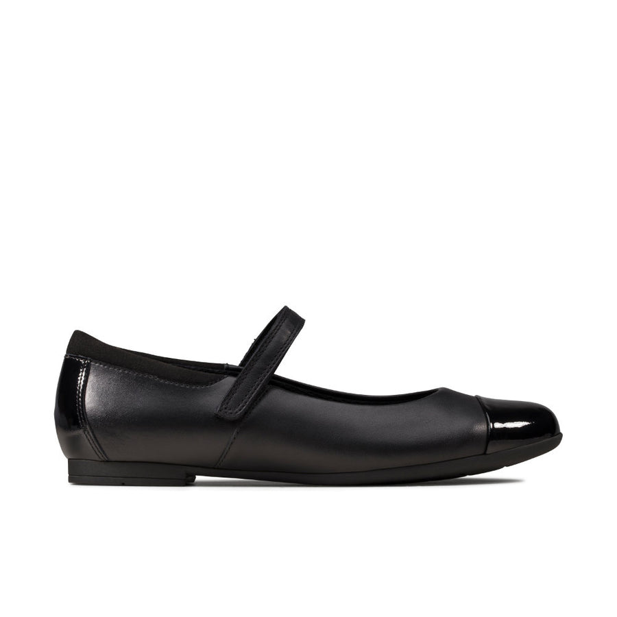 Clarks Scala Gem Y Shoes-Black Lea G