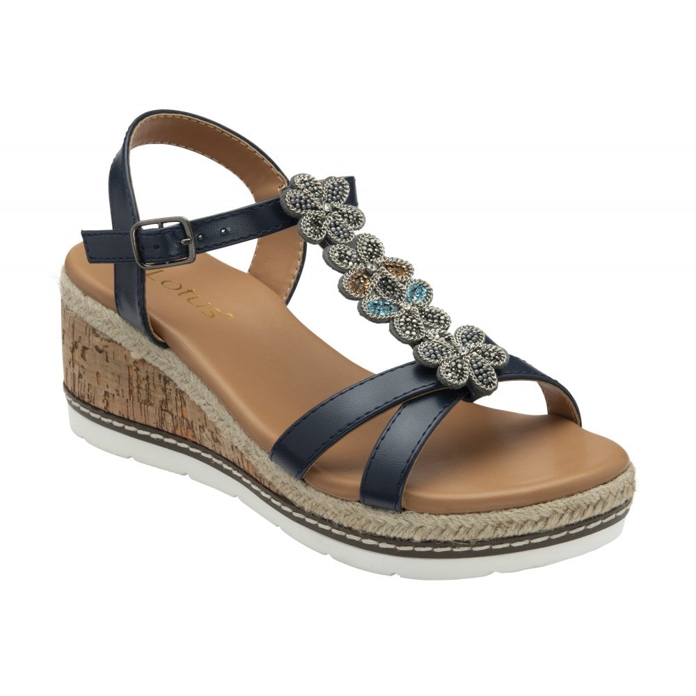 Lotus Leticia Wedge Sandal-Navy