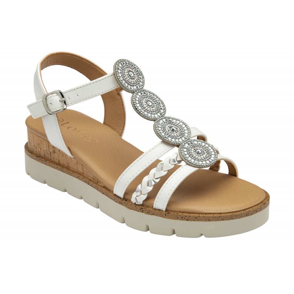 Lotus Shannon Wedge Sandal-White