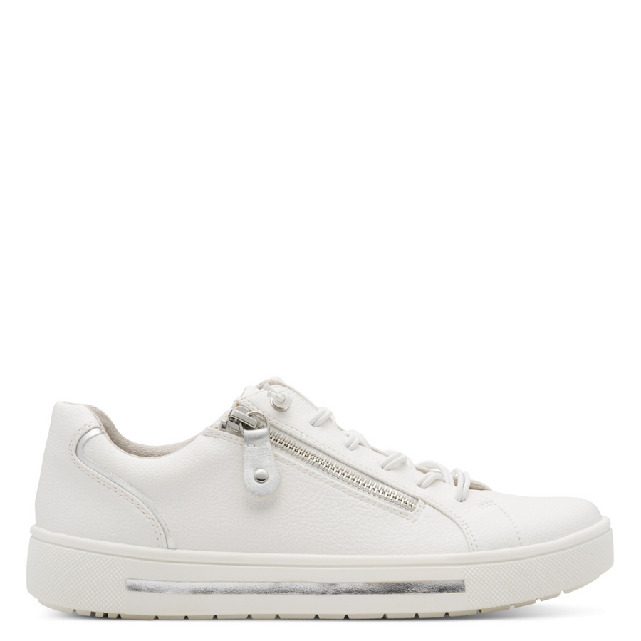Jana 23660-42 Ladies Sneaker-White/Silver H
