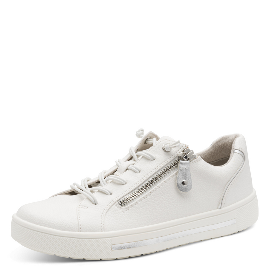 Jana 23660-42 Ladies Sneaker-White/Silver H