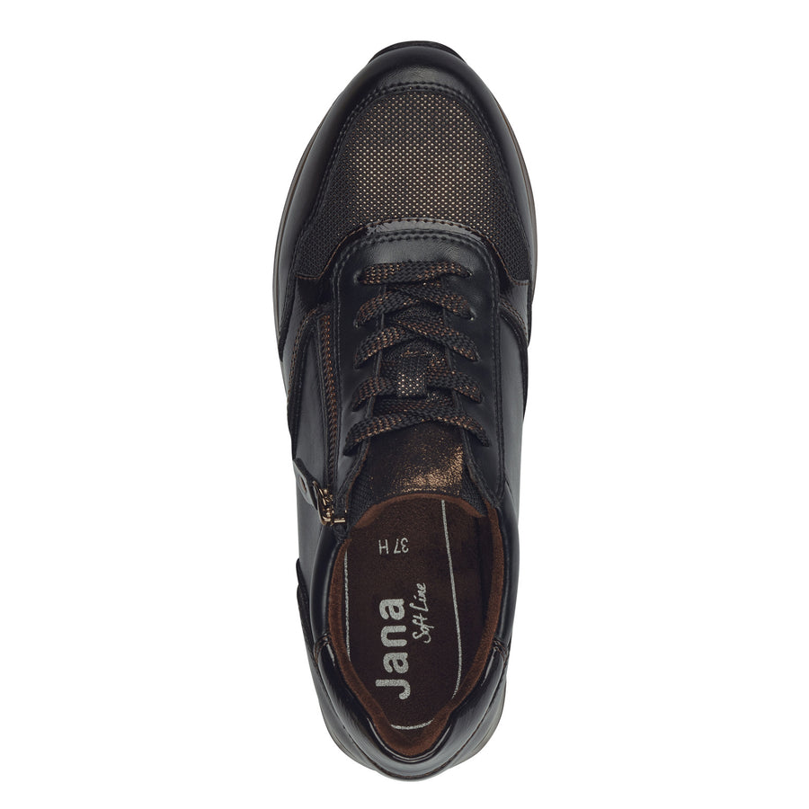 Jana 23774-43 Ladies' Sneaker-BLACK/BRONZE H